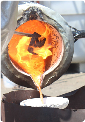Pouring of Moltan Metal